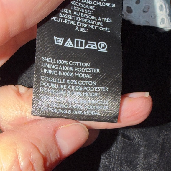 Anthropologie 100% Cotton Navy High-Low Dress with White Eyelet Trim - Picture 12 of 12